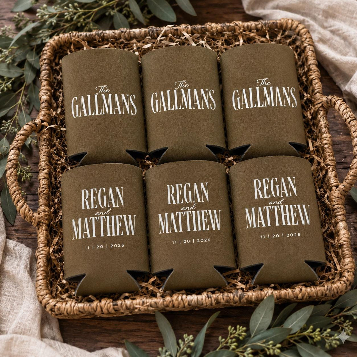 Custom Wedding Can Coolers Personalized Wedding Favor Beverage Holder Reception Drink Sleeve Bridal Shower Party Gift