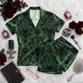 Enter Disney Haunted Mansion After Dark, Ghostly Pajamas For Halloween Nights, Elegant Manor Inspired Nightwear, Spooky Bedtime Style