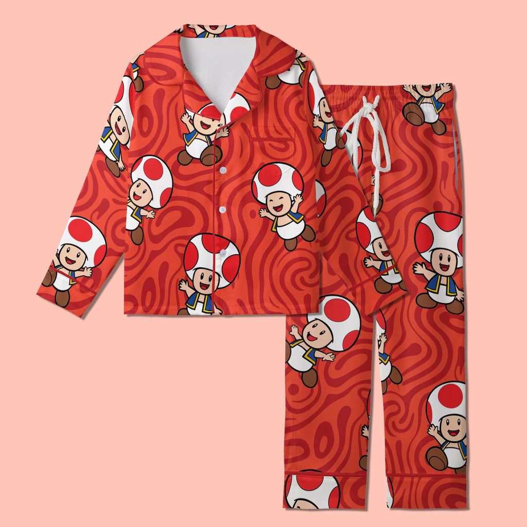 Toad Pajamas Satin, Super Mario World Pajamas, Super Nintendo World Vacation Pajamas For Kid, Birthday Gift, Kids Weekend Pajamas