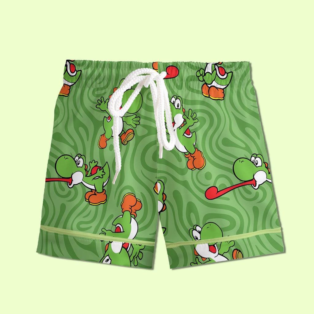 Yoshi Pajamas Satin, Super Mario World Pajamas, Super Nintendo World Vacation Pajamas For Kid, Birthday Gift, Kids Weekend Pajamas
