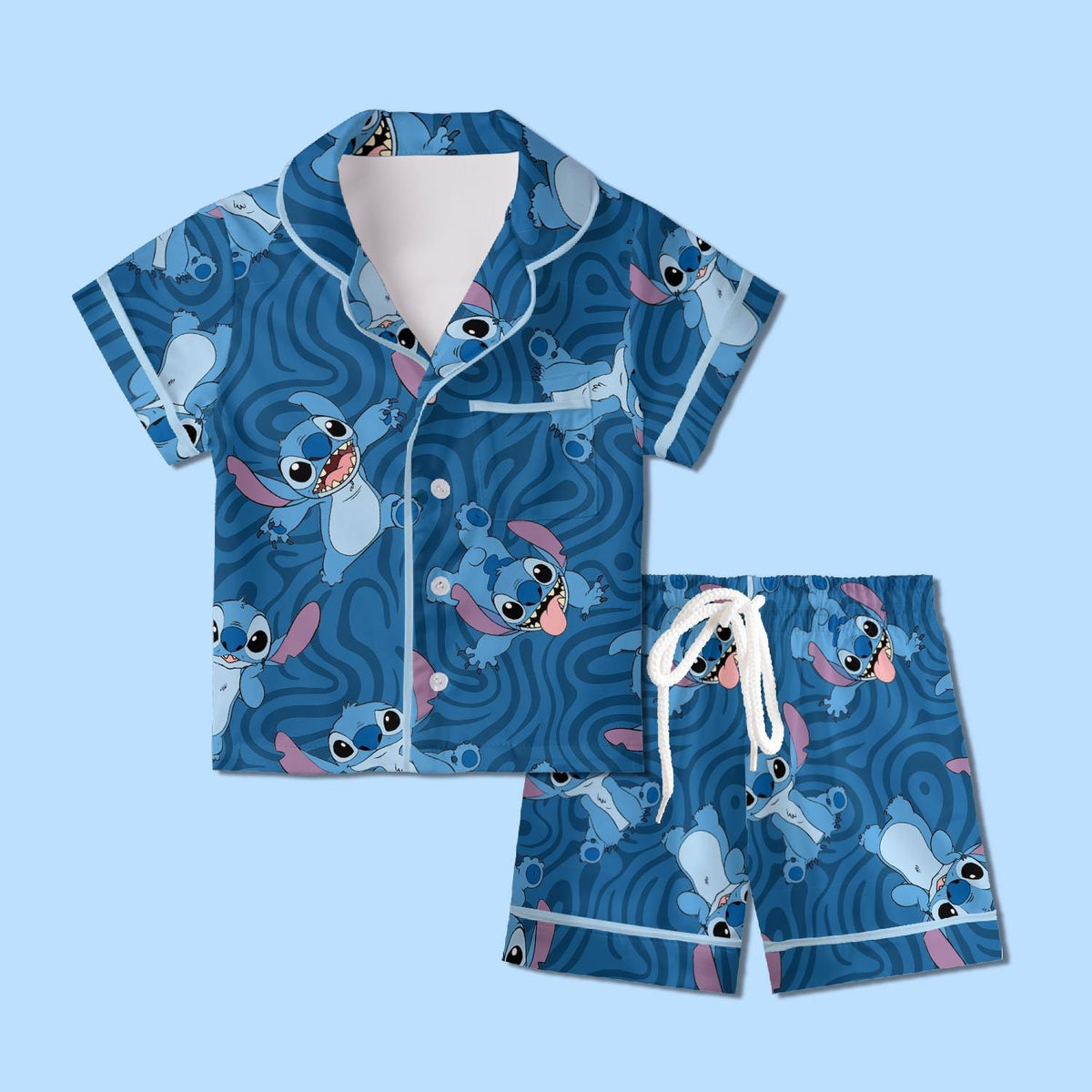 Stitch Pajamas Satin, Lilo And Stitch Sleepwear, Magical Kingdom Vacation Pajamas, Cute Kids Birthday Gift, Kids Weekend Pajamas