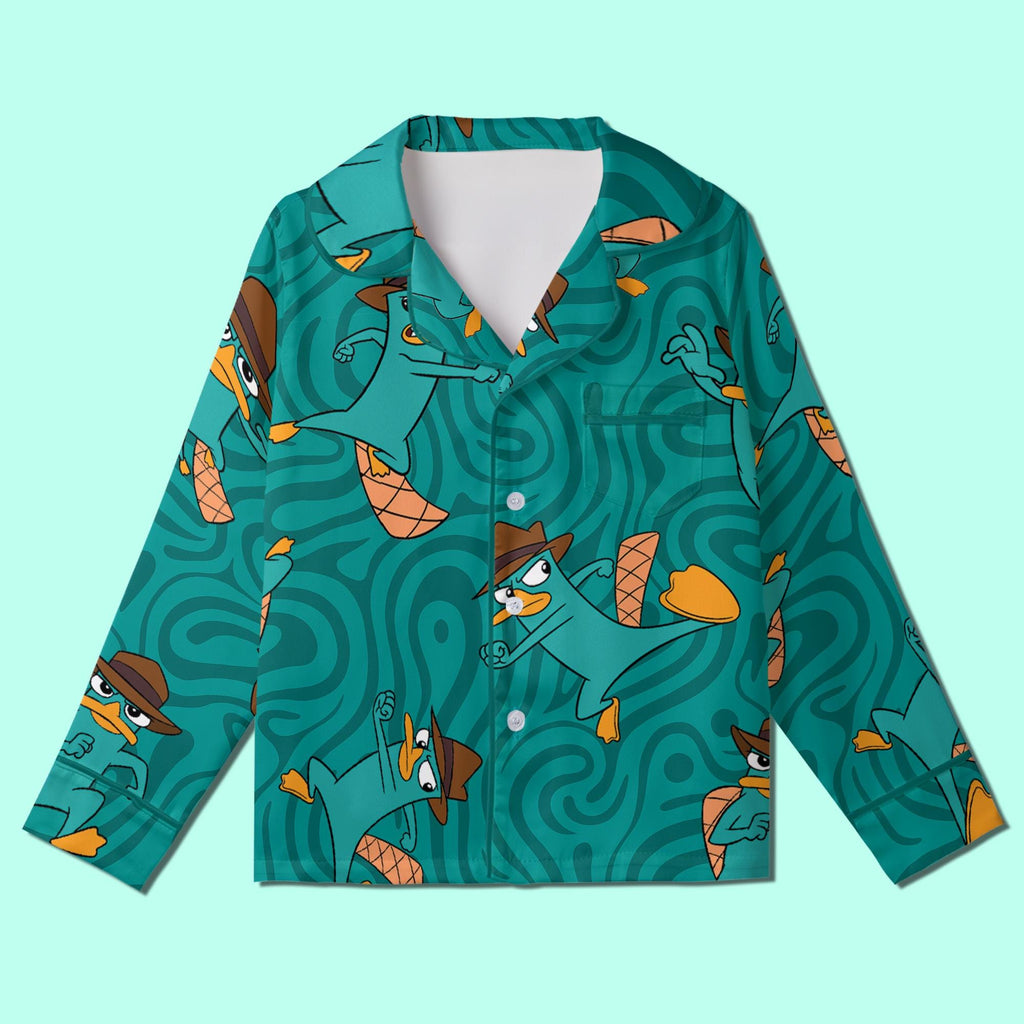 Perry The Platypus Kids Pajamas Satin, Agent P Inspired Youth Sleepwear, Disney Perry Vacation Pajamas, Funny Platypus Gift, Family Matching