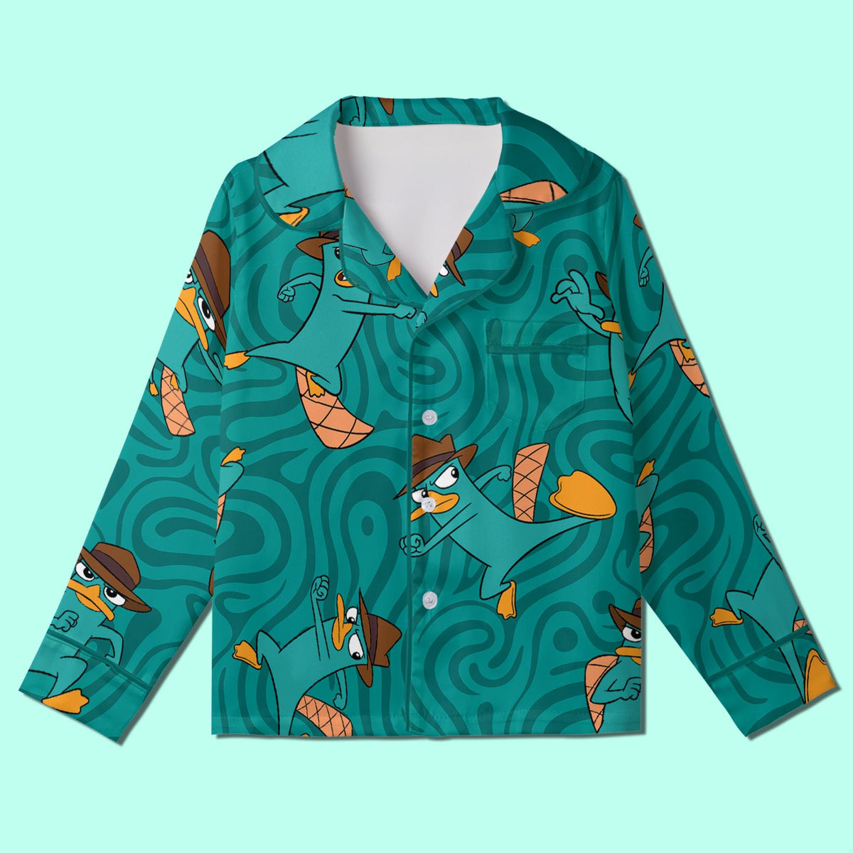 Perry The Platypus Kids Pajamas Satin, Agent P Inspired Youth Sleepwear, Disney Perry Vacation Pajamas, Funny Platypus Gift, Family Matching