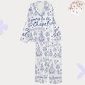 Bride Pajamas Set – Going to the Chapel , Blue Toile Bridal Sleepwear – Wedding Morning Getting Ready