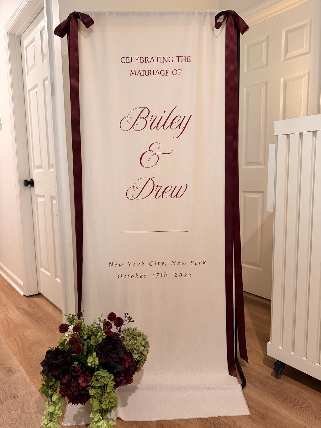 Linen Wedding Welcome Sign | Custom Fabric Banner