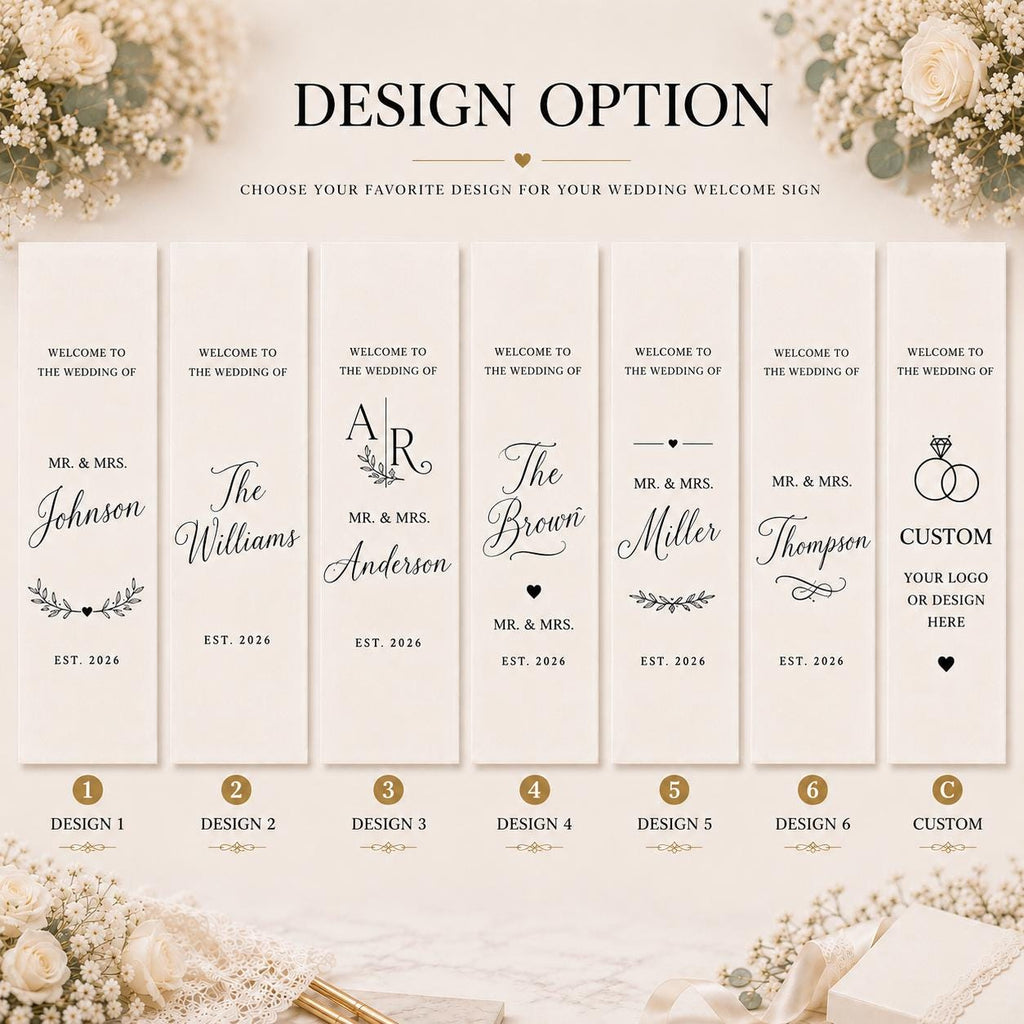 Personalized wedding welcome sign, custom fabric banner, bride and groom names, wedding date decor
