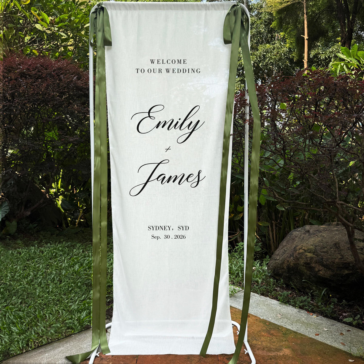 Fabric Wedding Welcome Sign: Linen Custom Wedding ceremony, Fabric Ceremony Reception Signage Banner, Boho Wedding Welcome Sign Ceremony
