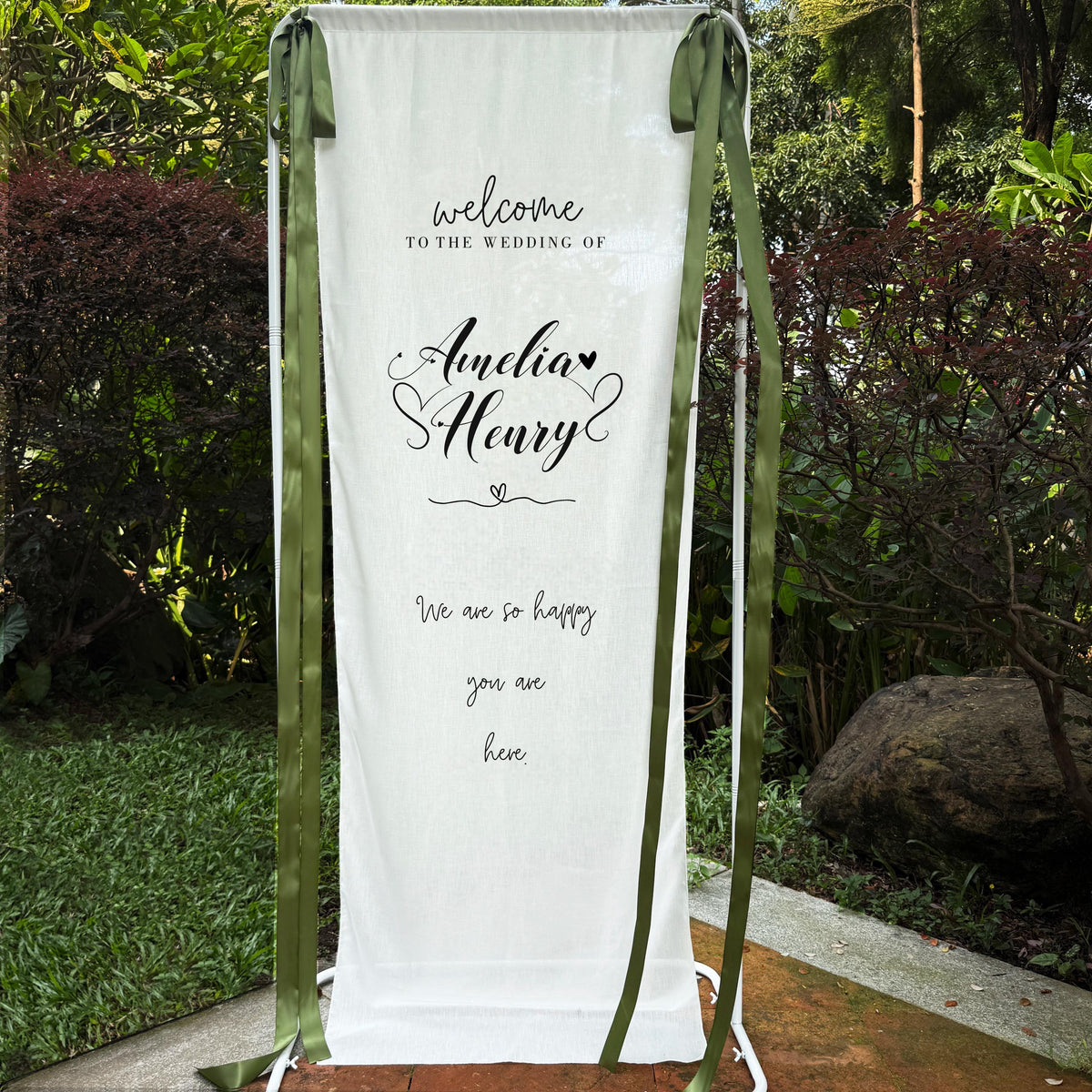 Fabric Wedding Welcome Sign: Linen Custom Wedding ceremony, Fabric Ceremony Reception Signage Banner, Boho Wedding Welcome Sign Ceremony