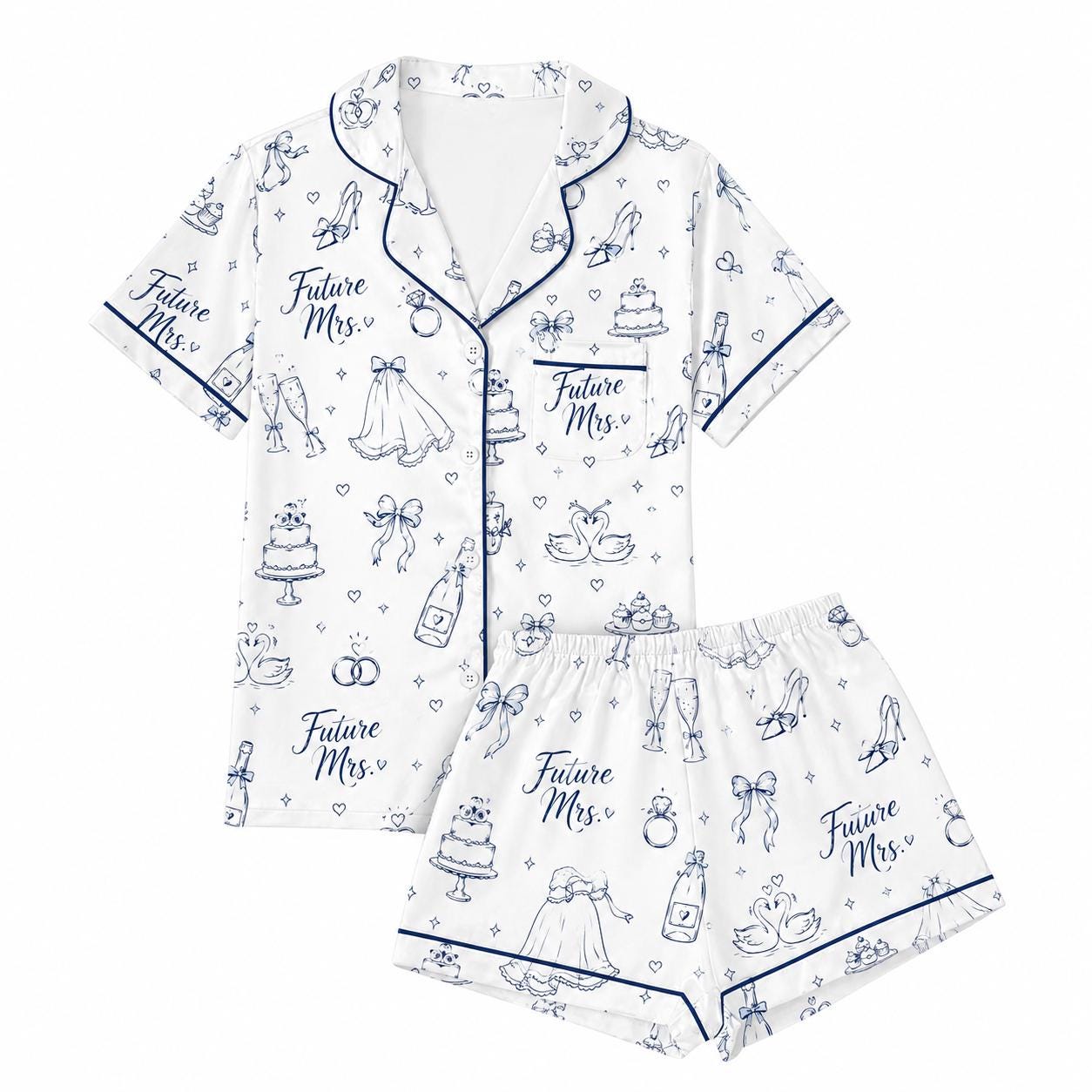 Future Mrs. Satin Pajama Set, Bridal Button Up Sleepwear, Bachelorette Gift