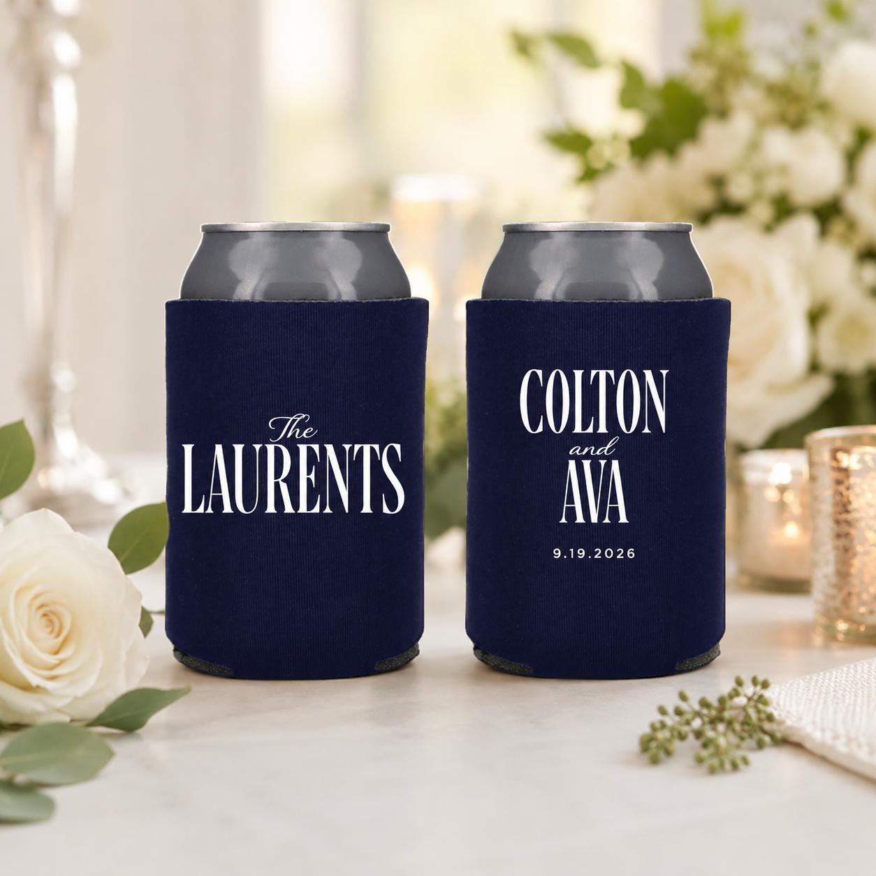 Custom Wedding Can Coolers Personalized Wedding Favor Beverage Holder Reception Drink Sleeve Bridal Shower Party Gift