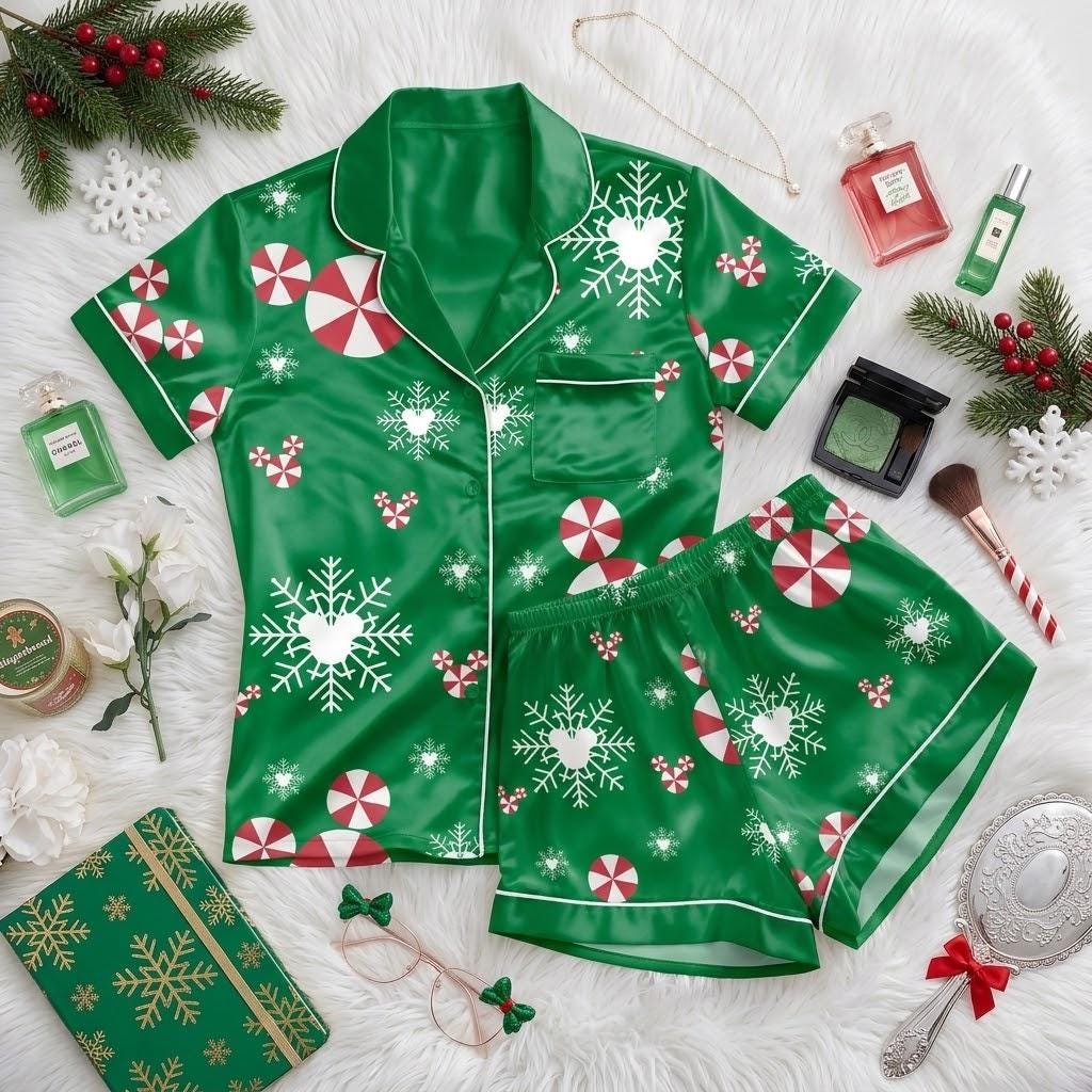 Disney Mickey Head Christmas Pajamas, Festive Mouse Character Nightwear, Holiday Sleep Outfit, Magical Winter Bedtime Wear For Fans