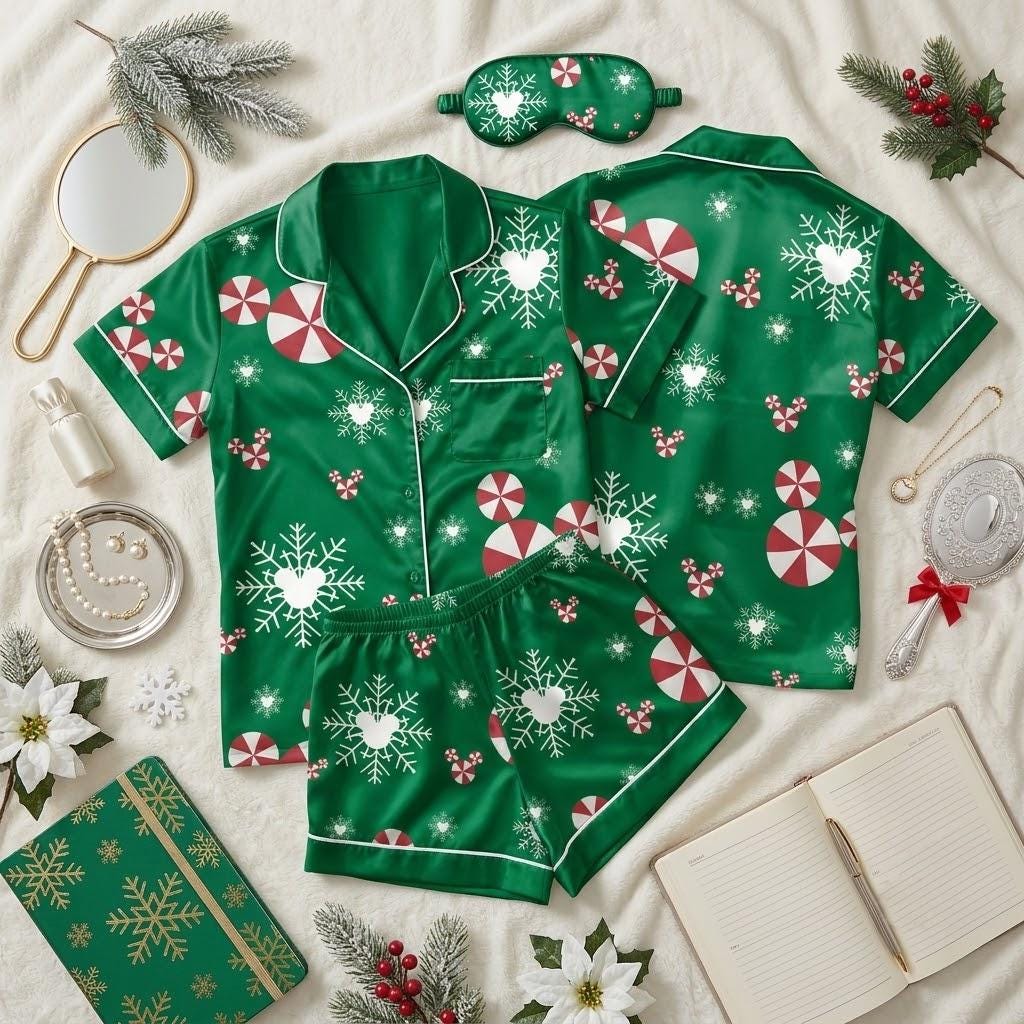 Disney Mickey Head Christmas Pajamas, Festive Mouse Character Nightwear, Holiday Sleep Outfit, Magical Winter Bedtime Wear For Fans