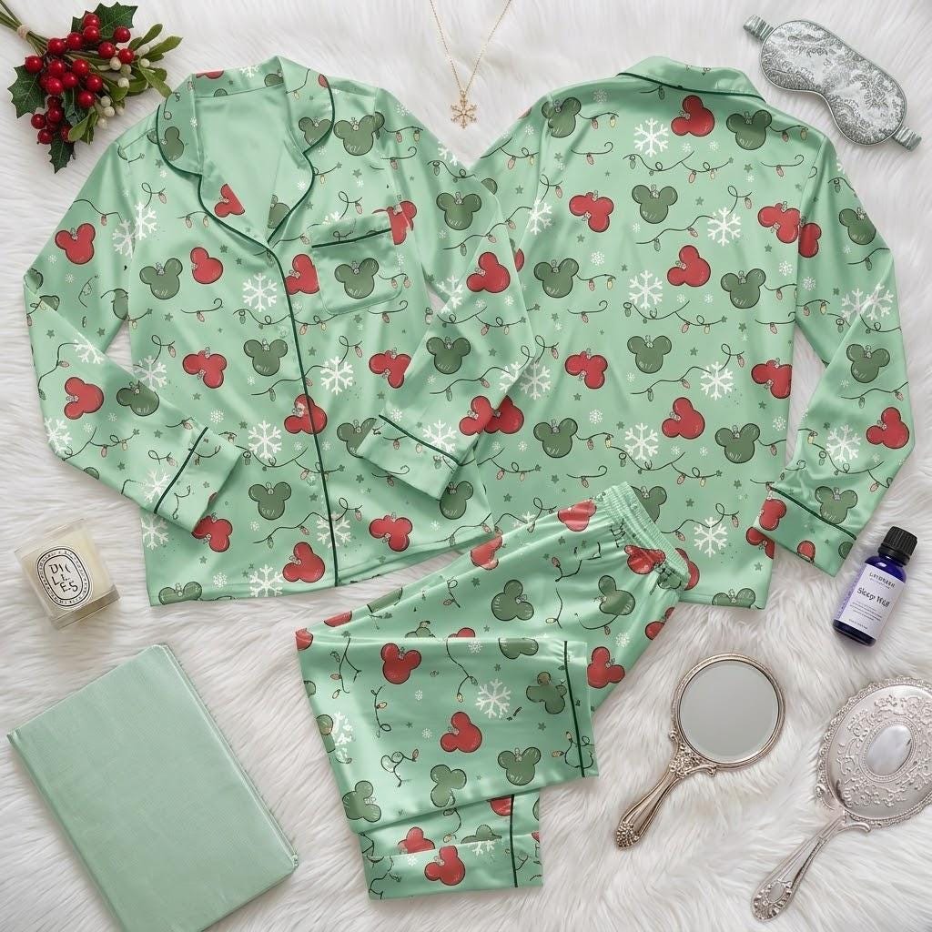Mickey Mouse Heads Make Christmas Extra Magical, Disney Holiday Pajamas, Festive Character Sleepwear, Cozy Winter Night Outfit
