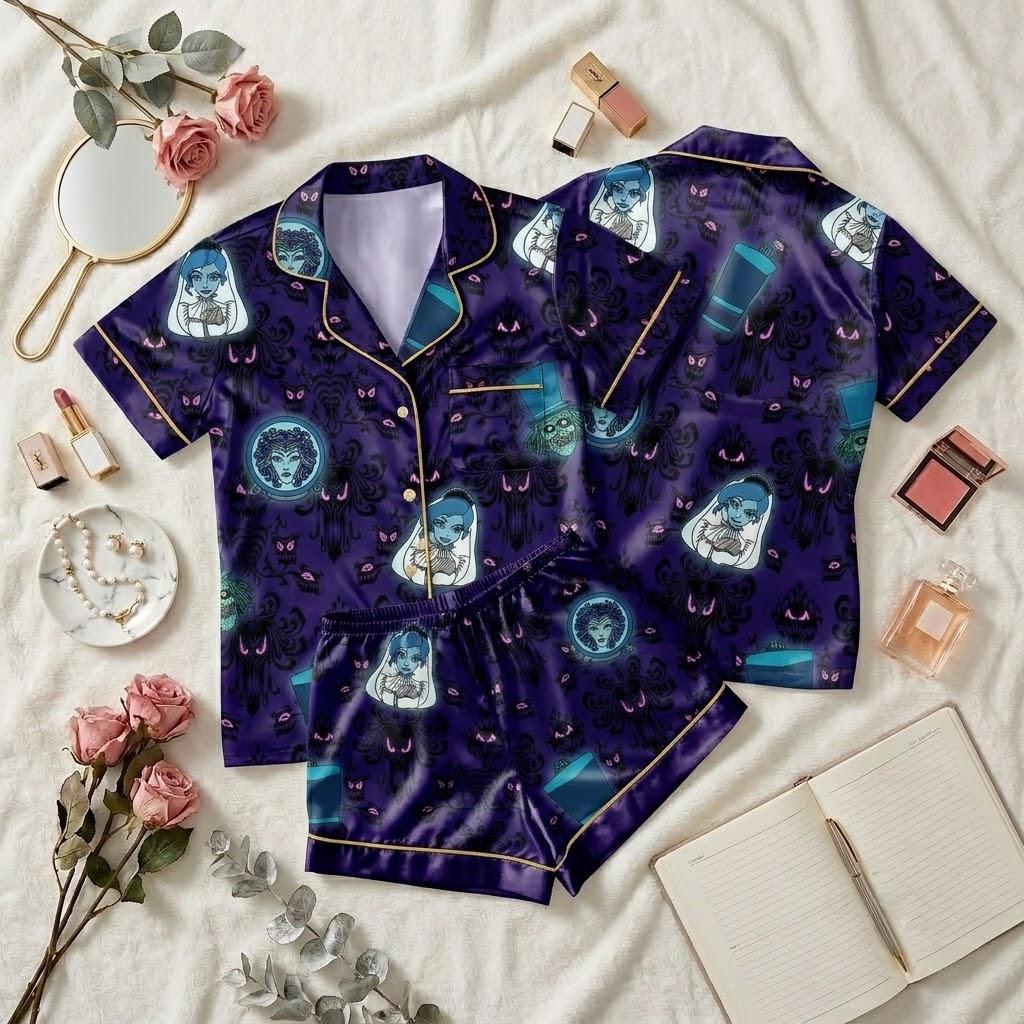 A Mysterious Night At Disney Haunted Mansion, Ghostly Pajamas, Gothic Manor Character Nightwear, Spooky Holiday Bedtime Look