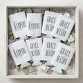Personalized Slim Can Coolers Wedding Favors, Custom Seltzer Drink Holders for Wedding Guests and Reception Tables
