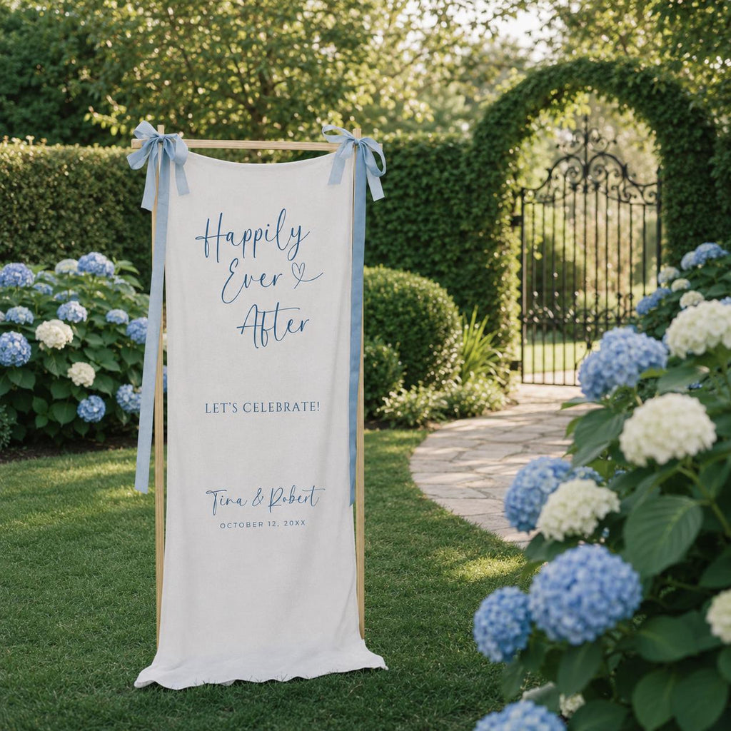 Linen Wedding Welcome Sign, Personalized Fabric Wedding Banner, Modern Ceremony Signage, Reception Decor, Engagement Party Sign