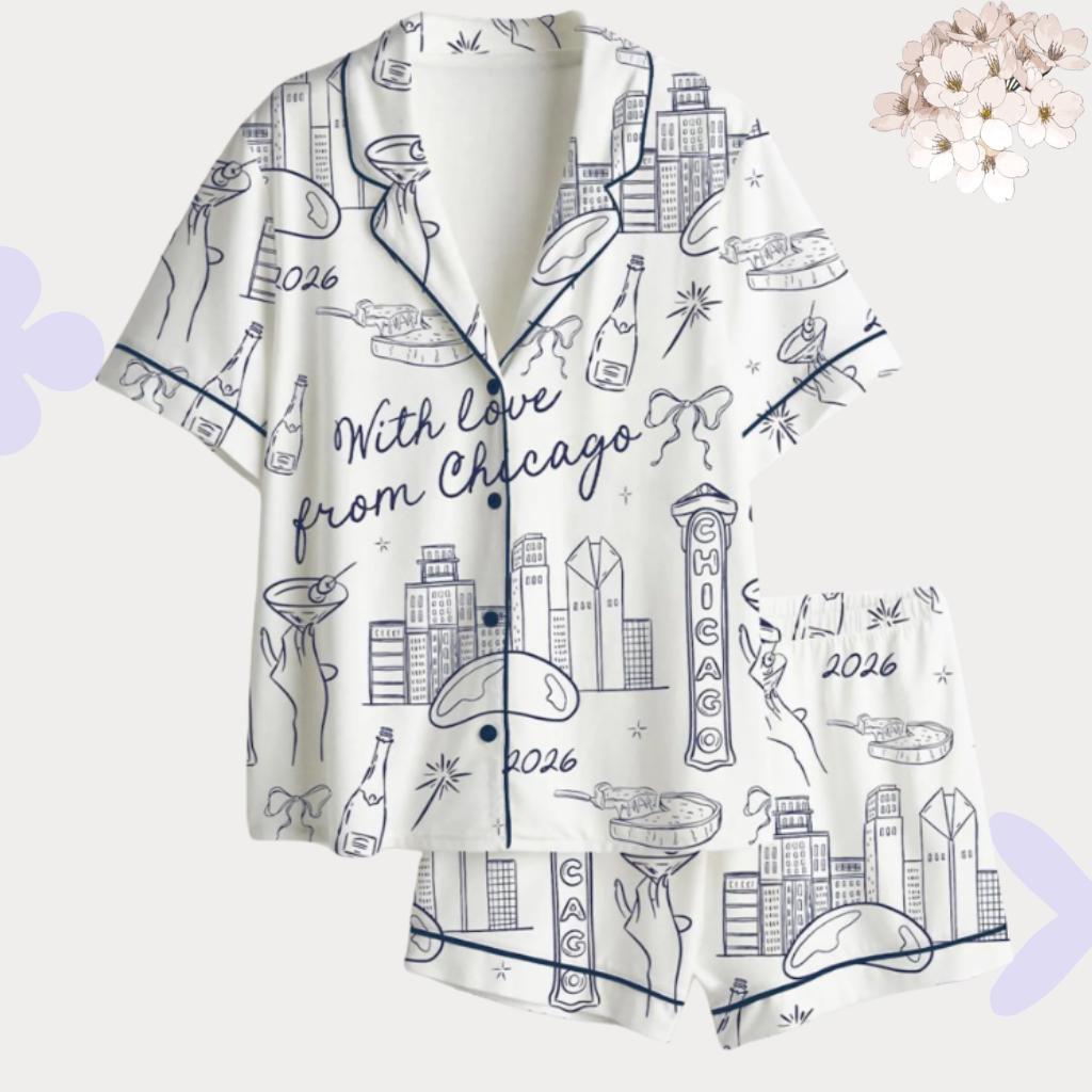 Chicago Girls Trip Gift – Girls Weekend Lounge Set, Bachelorette Party favors, Bridesmaid Proposal PJs