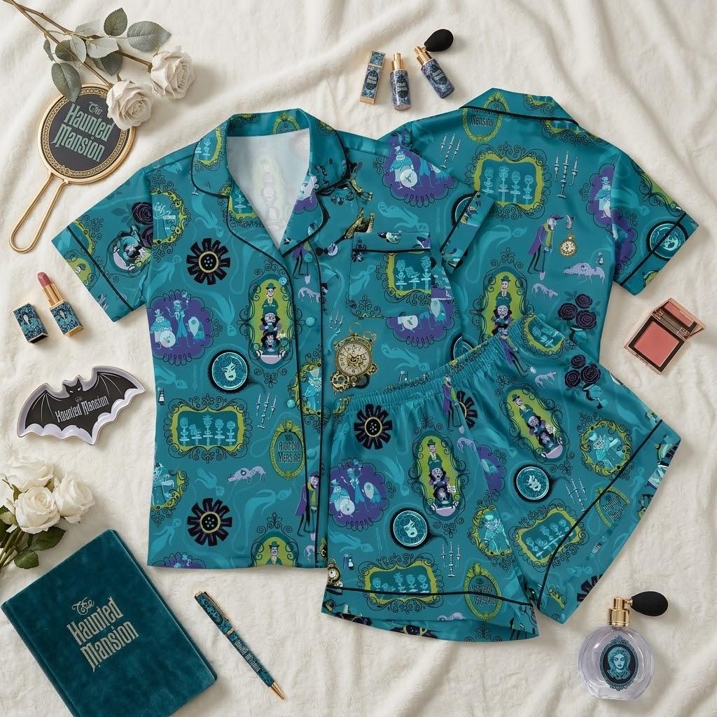 Disney Haunted Mansion Pajamas For A Mysterious Night, Ghost Host Inspired Sleepwear, Gothic Manor Nightwear, Spooky Halloween Bedtime Style