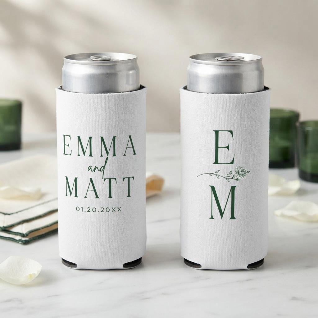 Custom Wedding Slim Can Coolers, Personalized Wedding Favors, Wedding Guest Gifts, Custom Slim Can Favors, Personalized Wedding Party