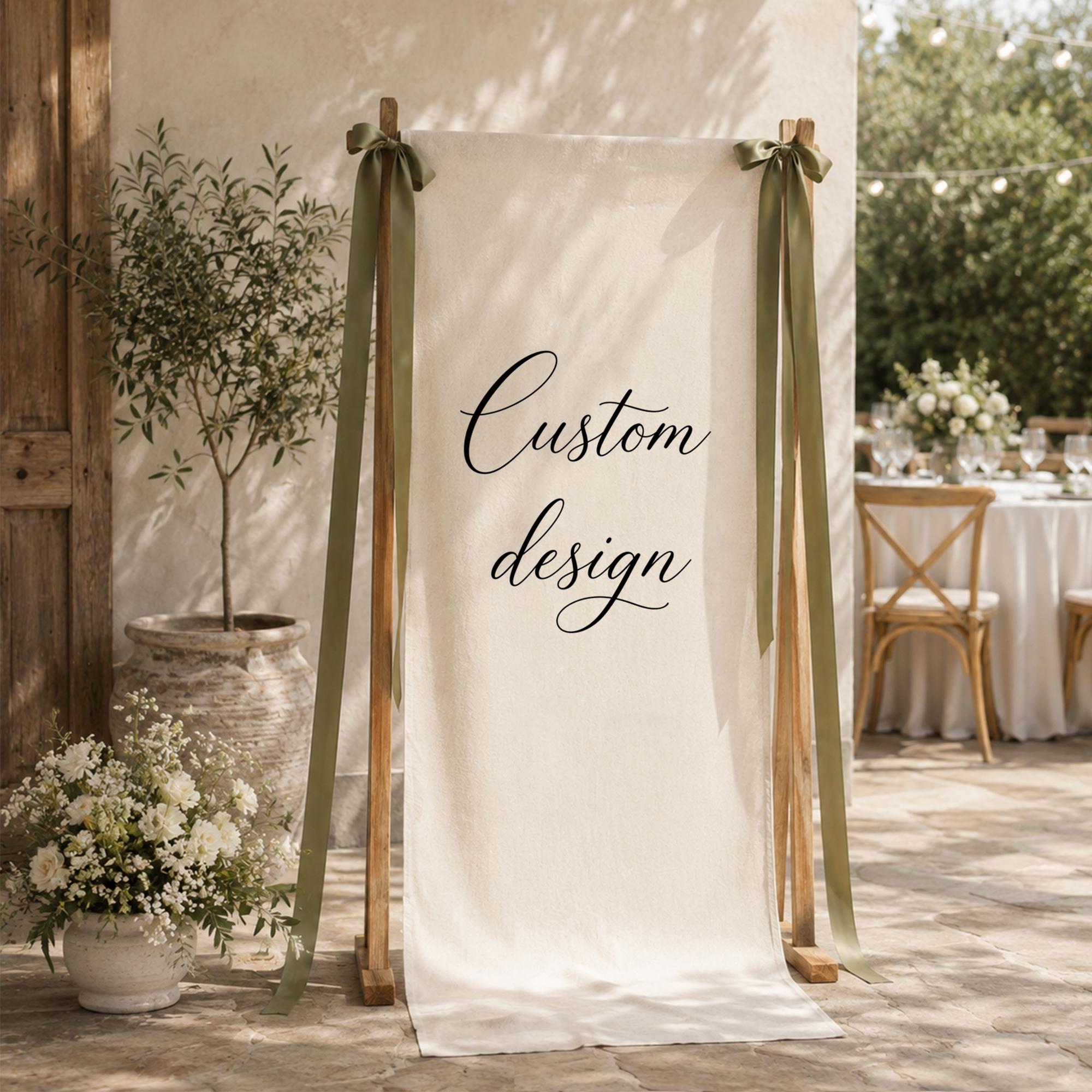 Custom Linen Sign, Custom Design Banner linen, Fabric Wedding Banner, Fabric Welcome Sign, Bridal Shower Banner, Event Party Decor