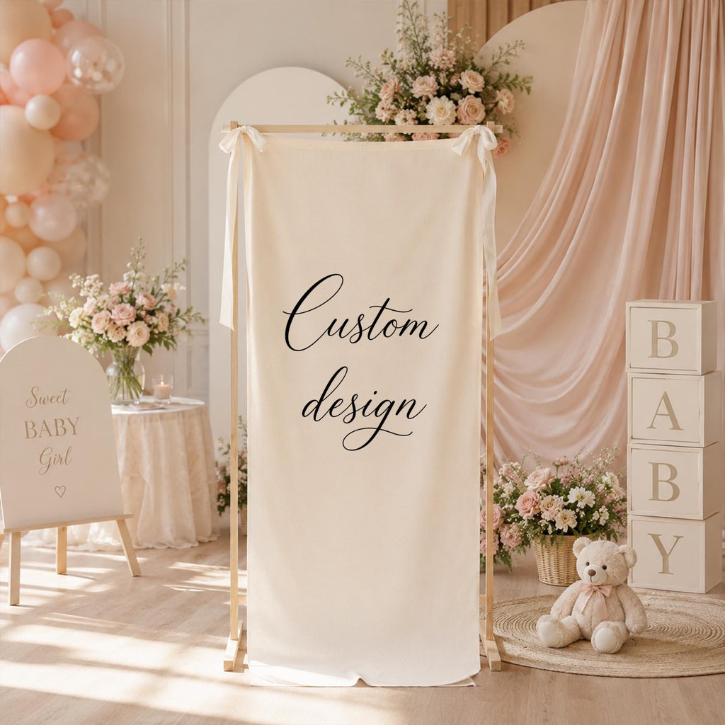 Custom Linen Sign, Custom Design Banner linen, Fabric Wedding Banner, Fabric Welcome Sign, Bridal Shower Banner, Event Party Decor