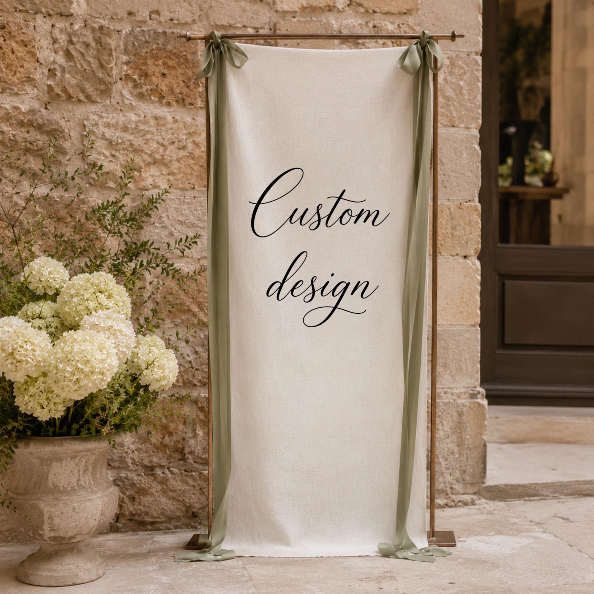 Custom Linen Sign, Custom Design Banner linen, Fabric Wedding Banner, Fabric Welcome Sign, Bridal Shower Banner, Event Party Decor