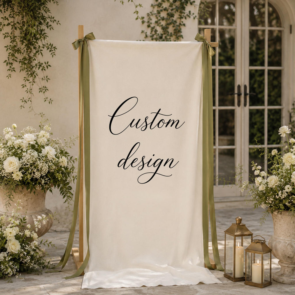 Custom Linen Sign, Custom Design Banner linen, Fabric Wedding Banner, Fabric Welcome Sign, Bridal Shower Banner, Event Party Decor