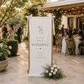 Custom Wedding Welcome Sign Vertical Fabric Wedding Banner Personalized Names & Date Backdrop Rustic Outdoor Ceremony Decors Wedding Sign