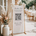 Custom QR Code Wedding Banner, Personalized Find Your Seat Seating Chart Sign, Rustic Reception Guest List Decor, Linen Fabric Welcome Sign