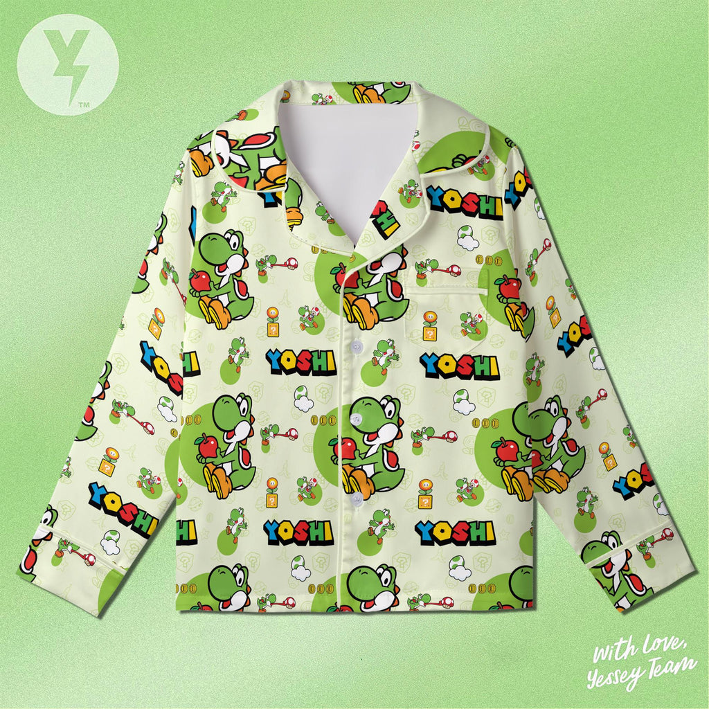 Yoshi Super Mario Pajamas Set, Nintendo Super Mario Sleepwear, Yoshi Shirt, Super Mario Family Matching Outfit