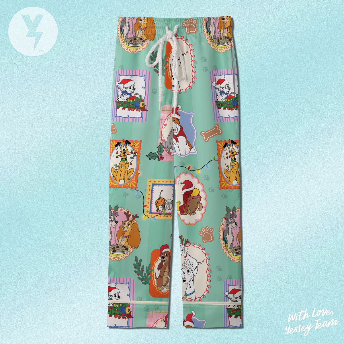 Disney Dogs Christmas Satin Pajamas Set, Disney Xmas Sleepwear, Pluto Slinky dog Lady and the Tramp, Disney Family Matching Pajamas