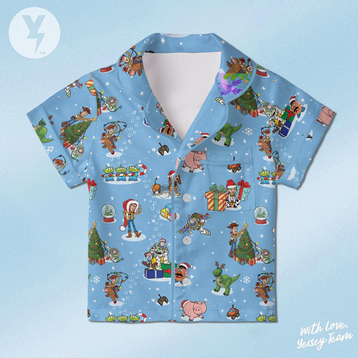 Disney Toy Story Christmas Short Pajamas , Pixar Buzz Lightyear Xmas Satin Pajamas, You've Got A Friends in me, Family Matching Pajamas