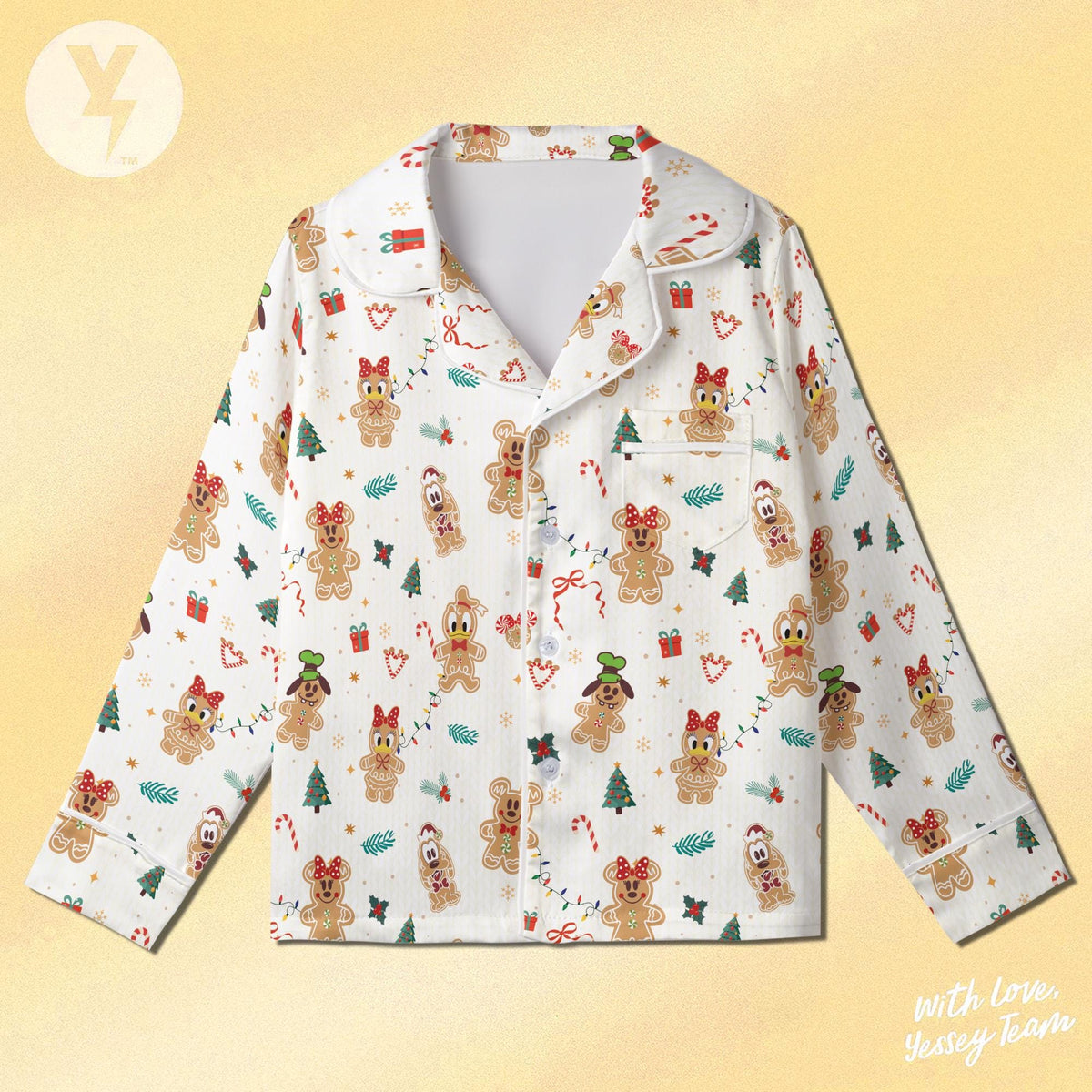 Disney Mickey & Friends Gingerbread Pajamas Set, Disney Gingerbread Sleepwear, Disney Gingerbread Family Matching Pajamas set