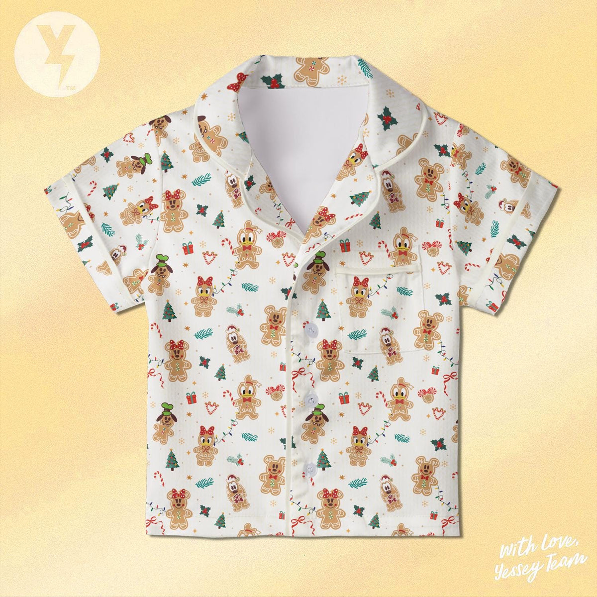 Disney Mickey & Friends Gingerbread Pajamas Set, Disney Gingerbread Sleepwear, Disney Gingerbread Family Matching Pajamas set