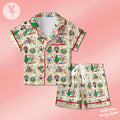 Mickey and Friends Christmas Party Short Pajamas, Mickey's Very Merry Christmas Satin Pajamas, Xmas Retro Disney Mickey and Friends