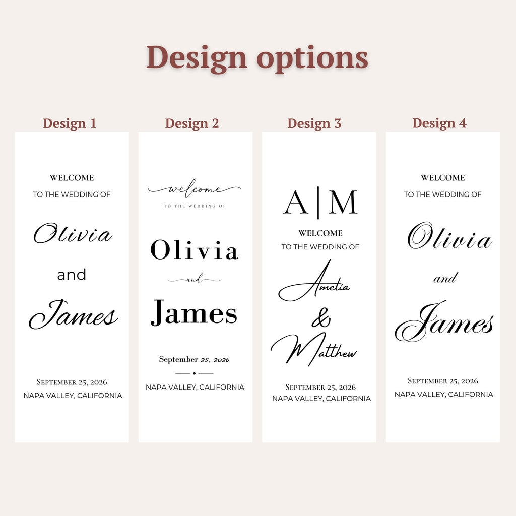 Personalized Wedding Welcome Sign, Custom Linen Wedding Banner, Name & Date Ceremony Sign, Elegant Wedding Entrance Decor