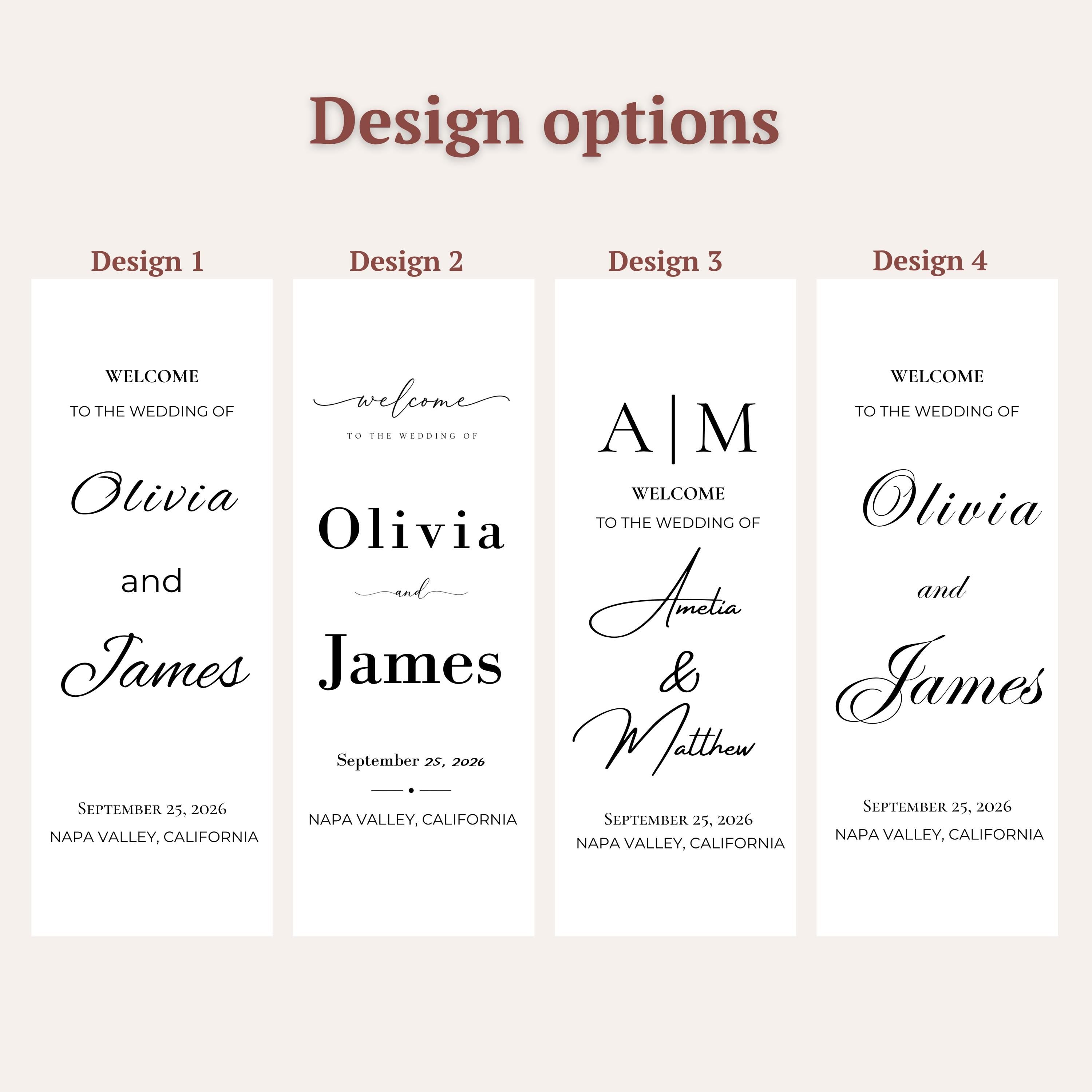 Personalized Wedding Welcome Sign, Custom Linen Wedding Banner, Name & Date Ceremony Sign, Elegant Wedding Entrance Decor