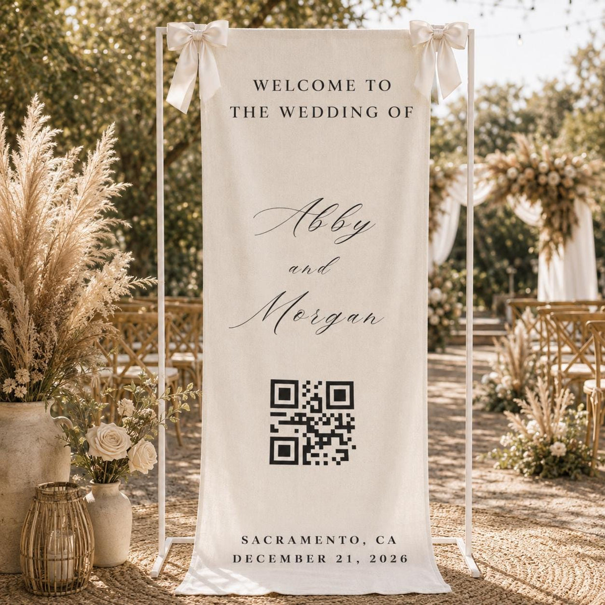 Custom Wedding Welcome Sign, Personalized Cotton Linen Banner, Fabric Wedding Sign, Wedding Ceremony Entrance Reception Decor