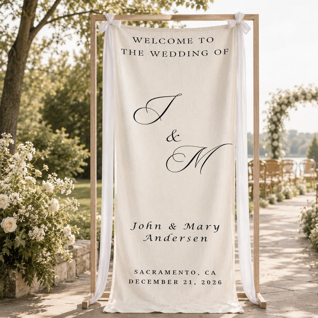 Custom Wedding Welcome Sign, Personalized Cotton Linen Banner, Fabric Wedding Sign, Wedding Ceremony Entrance Reception Decor