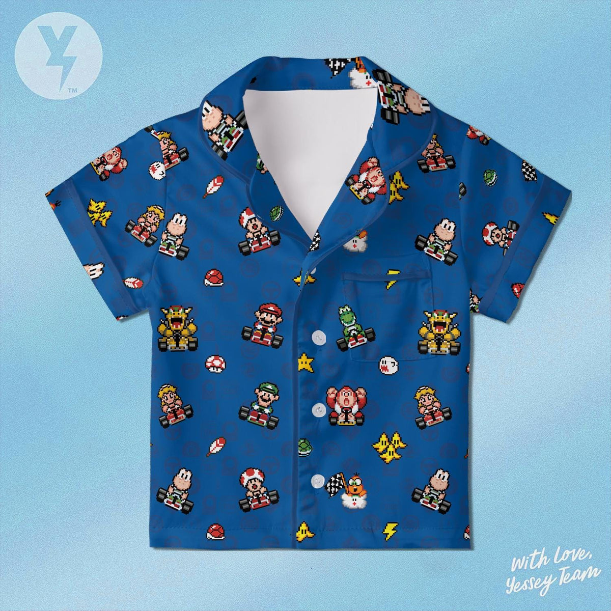 Mario Kart Pixel Art Pajamas Satin, Nintendo Super Mario Sleepwear, Super Mario Family Matching Outfit, Kids Birthday Gift