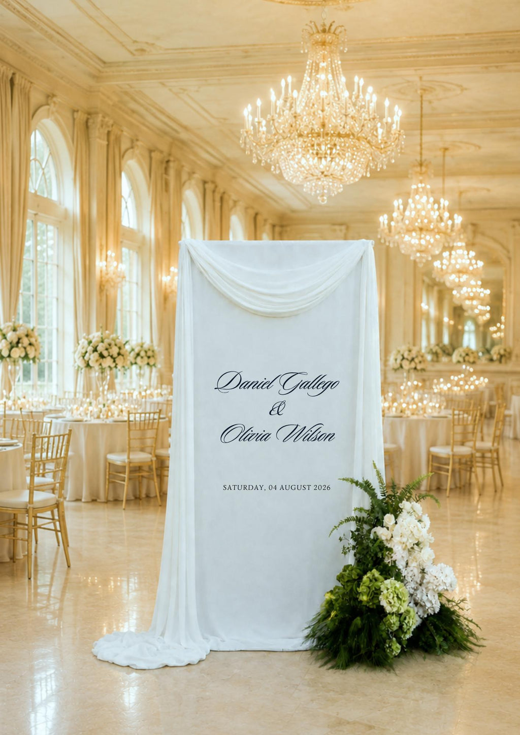 Custom Linen Wedding Welcome Sign, Sage Green Satin Ribbons, Handmade Fabric Banner