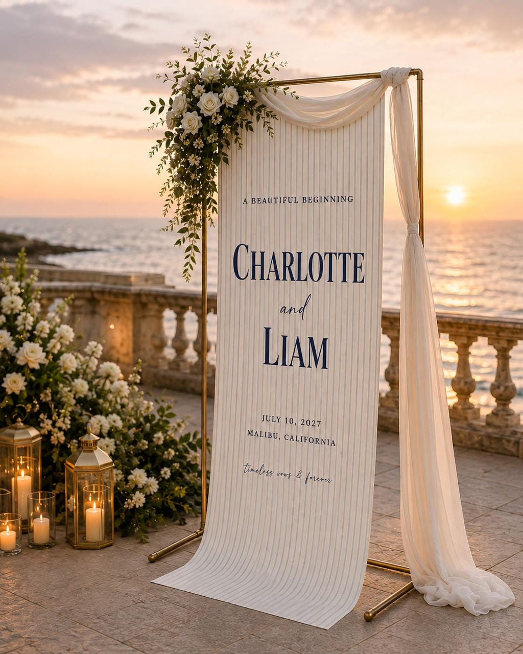 Personalized Wedding Welcome Banner, Custom Couple Name Sign, Fabric Ceremony Backdrop, Wedding Entrance Decor, Reception Welcome Sign