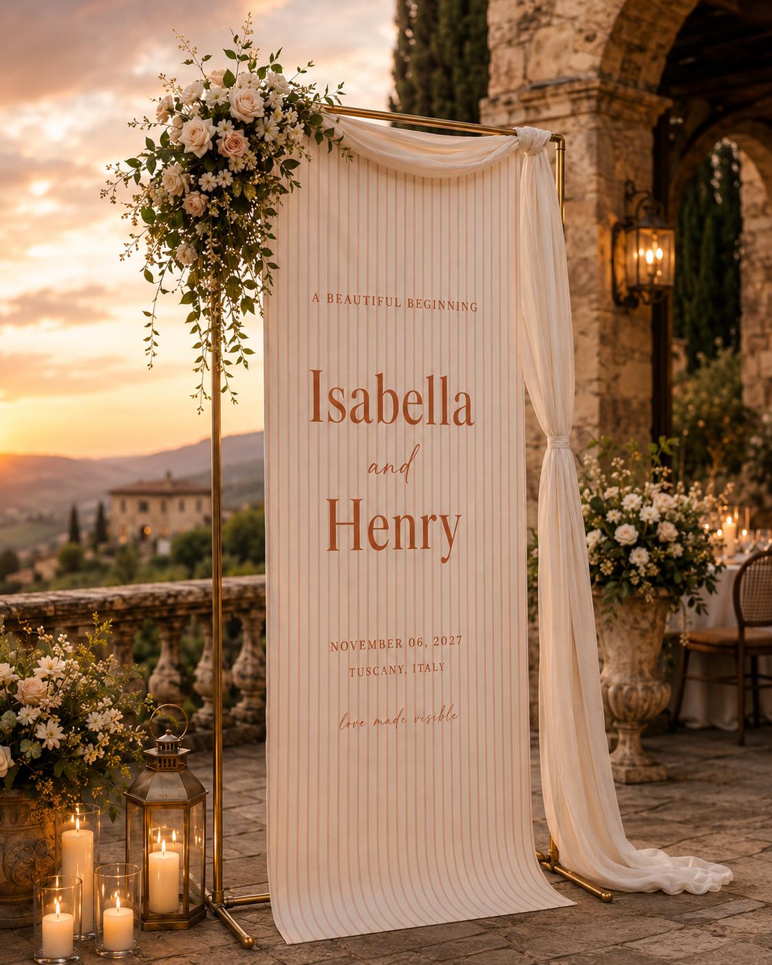Personalized Wedding Welcome Banner, Custom Couple Name Sign, Fabric Ceremony Backdrop, Wedding Entrance Decor, Reception Welcome Sign