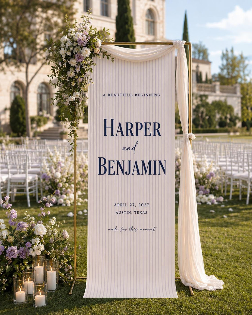 Personalized Wedding Welcome Banner, Custom Couple Name Sign, Fabric Ceremony Backdrop, Wedding Entrance Decor, Reception Welcome Sign