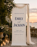 Personalized Wedding Welcome Banner, Custom Couple Name Sign, Fabric Ceremony Backdrop, Wedding Entrance Decor, Reception Welcome Sign