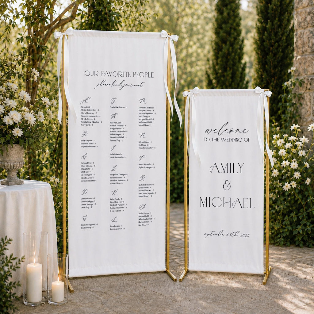 Fabric Wedding Seating Chart & Welcome Sign | Elegant Linen Wedding Sign Set
