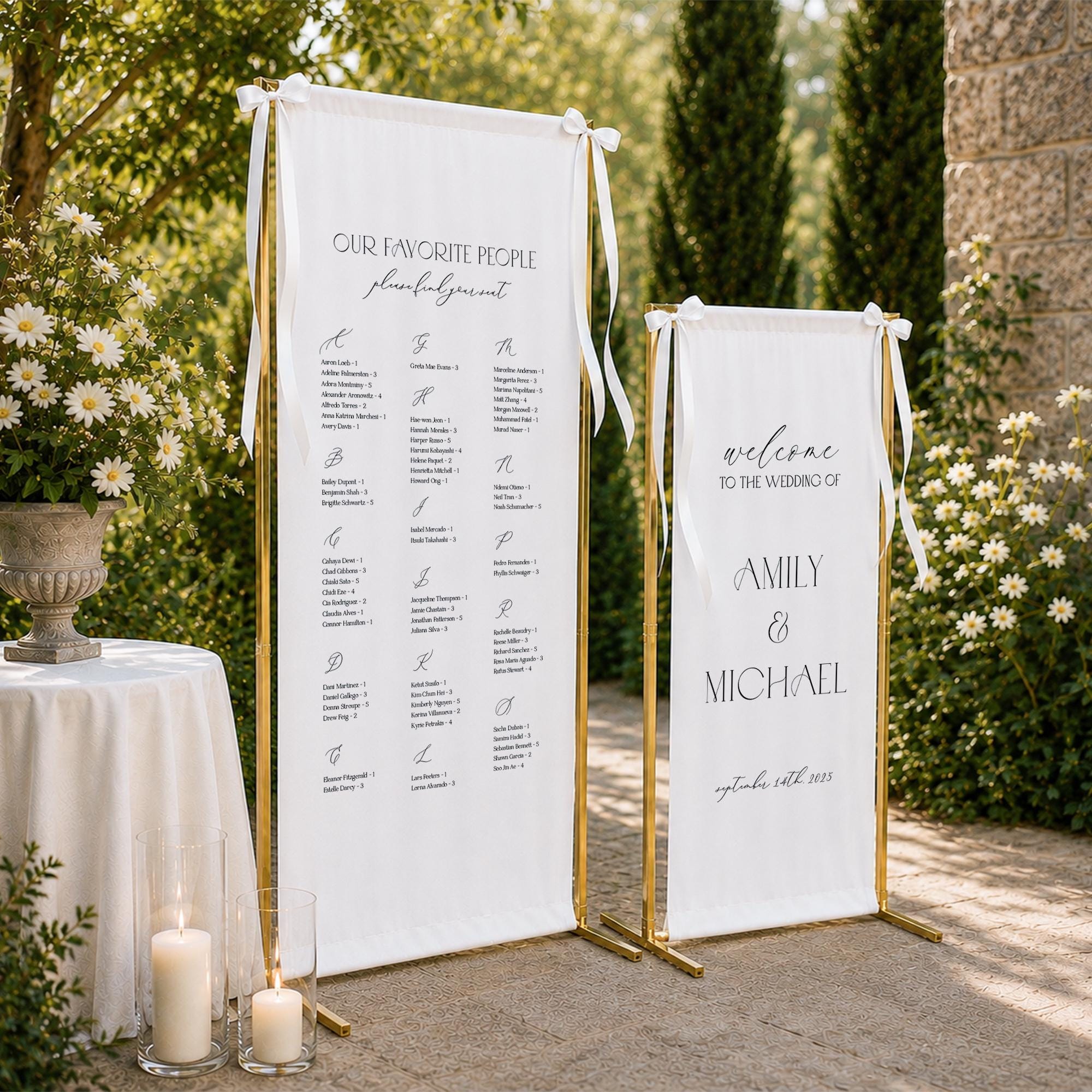 Fabric Wedding Seating Chart & Welcome Sign | Elegant Linen Wedding Sign Set