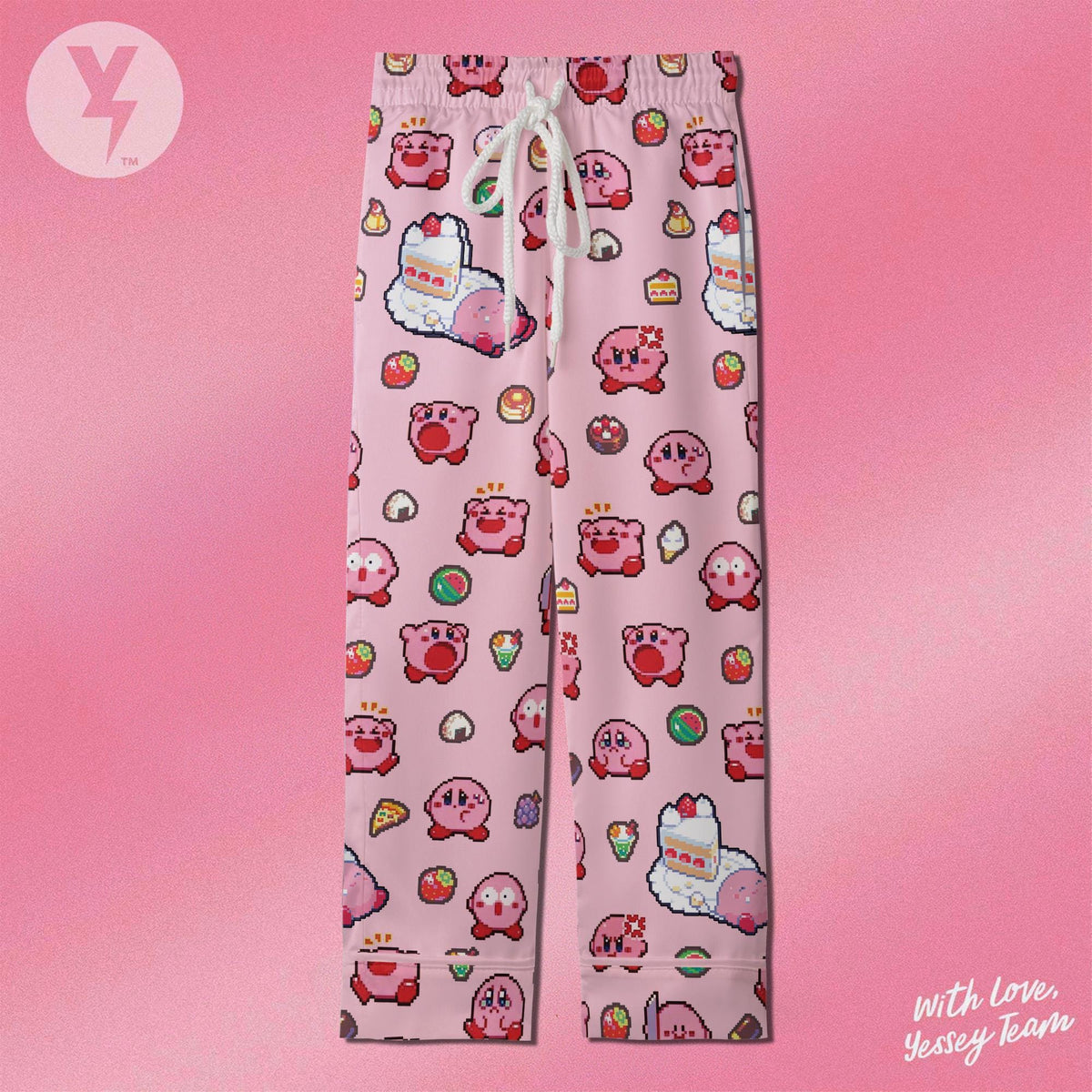 Kirby Pixel Art Pajamas Satin, Nintendo Character Sleepwear, Family Matching Pajamas, Kids Birthday Gift, Cute Gamer Present