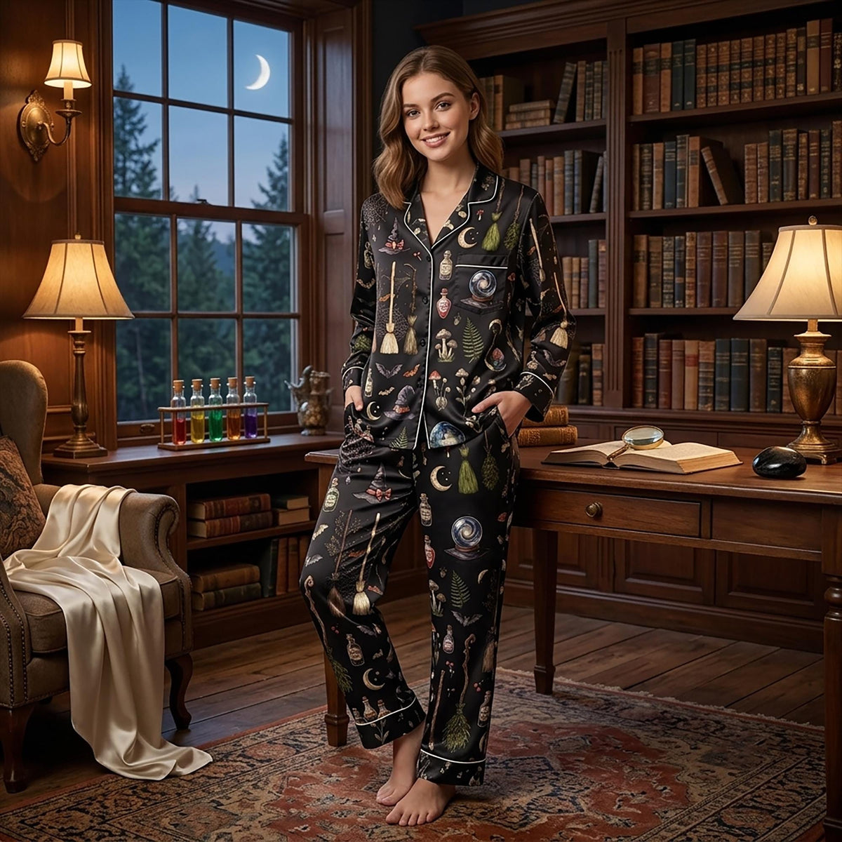 A Girl Gotta Have Options PJ Set, Aesthetic Witchy Broomstick Loungewear, Beautiful Spooky Season Gift For Her