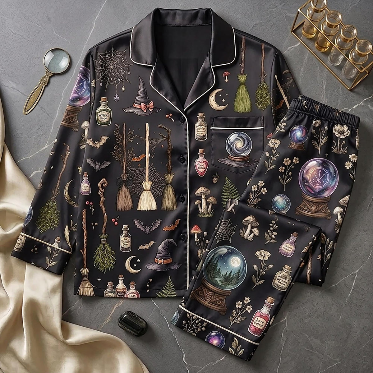 A Girl Gotta Have Options PJ Set, Aesthetic Witchy Broomstick Loungewear, Beautiful Spooky Season Gift For Her